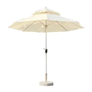 맞춤형 핸드 크랭크 알루미늄 기둥 우산 테라스 야외 양산 우산 리조트 상업용 정원 해변 우산
