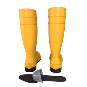 Thép đầu thép tấm chống đập chống đâm thủng màu vàng dày mưa khởi động PVC công nghiệp và khai thác lao động bảo vệ mưa khởi động - Product Image 4