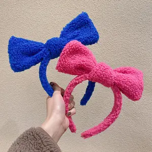 Bando Wol Domba Bunga Lucu, Aksesori Rambut Hiasan Cosplay Ikat Kepala Telinga Hewan Beruang Kelinci Cantik