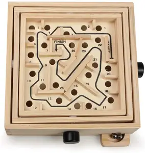 Gioco per bambini labirinto in legno a 25 fori 7.5 "x 7.5" gioco di labirinto inclinabile da viaggio per 6 anni e oltre