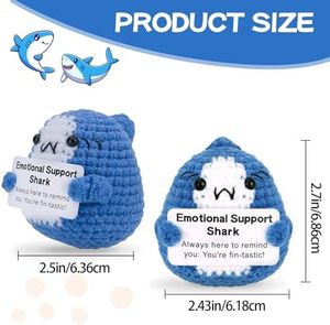 Muñecos de Ganchillo de Tiburón Positivo, Regalos de Apoyo Emocional, Divertidos Tiburones Tejidos Azules para Animar el Espíritu, Decoraciones para Aniversarios y Cumpleaños - Product Image 2