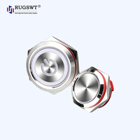 Interrupteur à bouton-poussoir momentané en métal LED étanche IP67 de type court 12 mm, à réinitialisation automatique, en acier inoxydable avec résistance intégrée