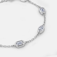 Bracelet Statement pour Femme en Argent S925 avec Diamants Cultivés HPHT CVD Émeraude Marquise Alternée et Sertissage Bezel