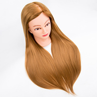 Tête de Mannequin d'Entraînement Synthétique Féminine pour Coiffure, Mannequin de Table avec Cheveux Blonds Raides pour Salon
