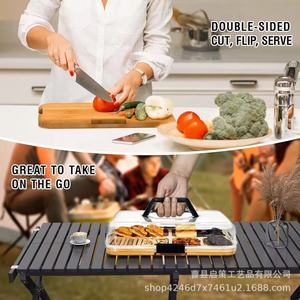 Plateau de service en bois Qice, divisé, portable, pour la cuisine, les pique-niques en plein air, les fromages et les collations - Product Image 1