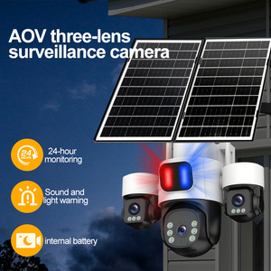 Ba ống kính aov 6MP năng lượng mặt trời Máy ảnh 4G Thẻ Sim Home HD ngoài trời mạng từ xa không dây Wifi 3K CCTV giám sát PTZ <span class=keywords><strong>camera</strong></span> an ninh - Product Image 2