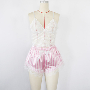 Set pigiama in raso da donna a manica lunga Sexy pigiami in pizzo biancheria da notte 3PC biancheria da notte per l'estate e la primavera - Product Image 6