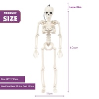 Squelette réaliste d'articulations mobiles de 15,7 pouces, squelette effrayant en plastique d'Halloween, décorations d'Halloween squelette