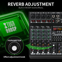 Console de mixage audio portable professionnelle XTUGA LXT6 6 canaux OTG pour diffusion en direct mobile, vidéo domestique et éclairage professionnel