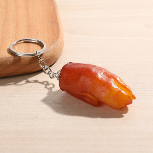 Porte-clés en PVC imitation poulet rôti, patte de cochon, aile de poulet, pendentif alimentaire ludique pour la décoration de sacs à dos et sacs - Product Image 4