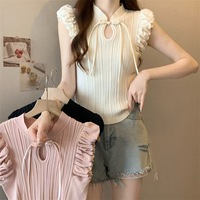 Pulls sans manches décontractés et respirants pour femmes, style tendance, col cranté, confortables, anti-boulochage, couleur unie, vente en gros