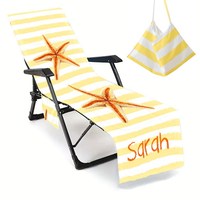 Serviette de plage Anchor personnalisée avec motif de dessin animé, housse de chaise de plage avec poches latérales, épaisse, séchage rapide, compressée, nom personnalisé pour chambre à coucher