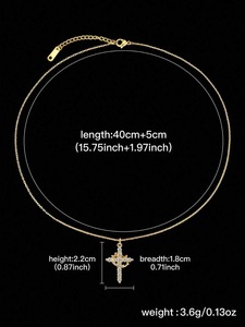Pendentif croix couronne plaqué or 18 carats Collier simple diamant Pendentif mode femme pour maman Cadeaux fête des mamans Première Communion - Product Image 3
