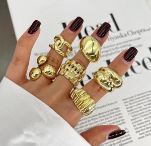 Rame all'ingrosso con 18K oro placcato anelli di zirconi cubici regolabile aperto lucido CZ <span class=keywords><strong>zircone</strong></span> pietra pavimentato eternità fede di nozze Rin - Product Image 6