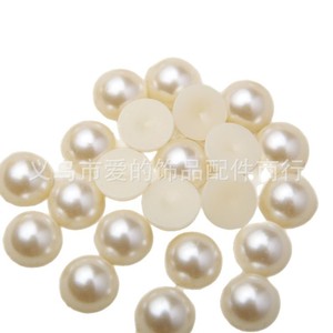 Flat Bottomed Semi Circular Abs Imitation Pearl 10mm Off White Pure White Plastic Resin Loose Beads For Clothing <b>Accessories</b> - Product Image 2