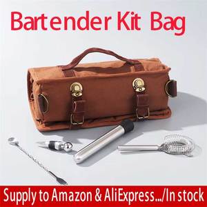 High Quality Water Resistant OEM Professional Portable Canvas Travel Bartender Carrying Kit Tool Storage <b>Roll</b> <b>Bag</b> 50LB Capacity - Product Image 2