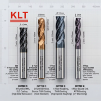 Fraise à queue carrée KLT D4mm en carbure monobloc à 4 dents, outil de fraisage CNC pour acier trempé HRC 60, revêtement AlTiN