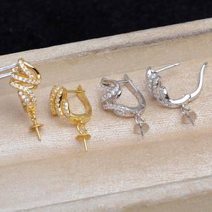 Base para Pendientes de Plata S925, Accesorio para Joyería de Perlas, Chapado en Oro, 8-9mm, JG6010, Producto Semi-Acabado - Product Image 1