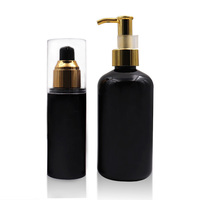 100ml 250ml PET Plastique Noir Airless Cosmetic Skincare Lotion Pump Bottle avec Gold Pump Cover