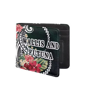 Cartera de cuero PU con logotipo personalizado estampado tribal polinesio Wallis y <span class=keywords><strong>Futuna</strong></span> billetera de moda para hombre impresión bajo demanda - Product Image 2