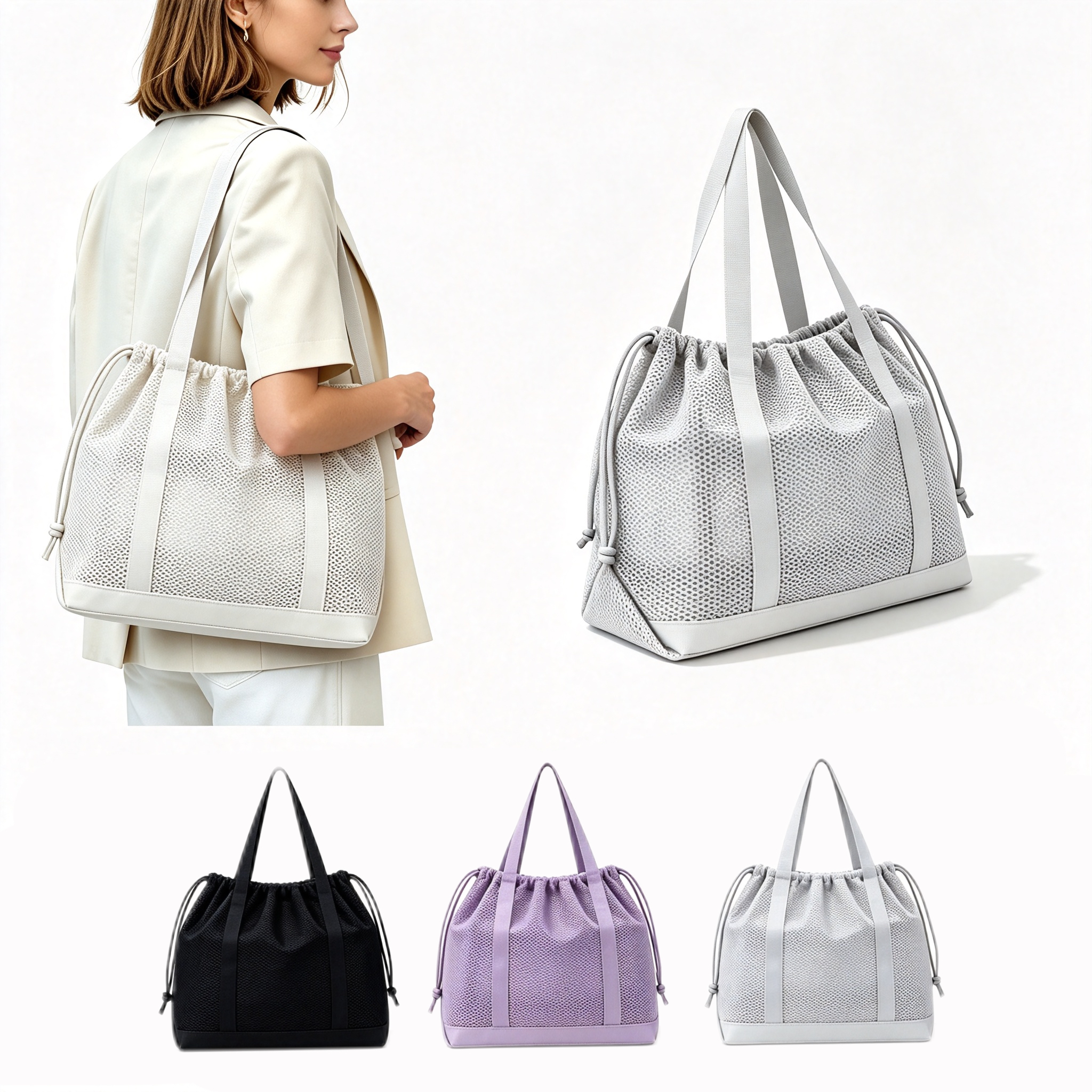 Mesh Drawstring Bag Breathable Waterproof Hollow