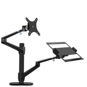 Adjustable Height Double Display Computer Bracket Laptop Arm Stand With Tablet Stand