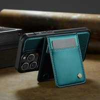 Étui en cuir à rabat magnétique CaseMe pour 16 Pro Max, portefeuille sans fil RFID, design professionnel, antichoc, étui pour cartes de crédit