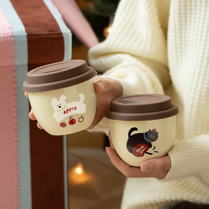 Taza de Viaje de Cerámica Personalizada con Tapa de Silicona, Sin Asa, para Café - Product Image 4