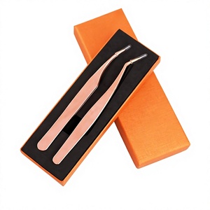 Pinzas para Pestañas de Acero Inoxidable Antiestáticas, con Punta Dorada en Forma de Rosa, para Extensiones de Pestañas Rusas de Volumen, Marca Privada, Venta al Por Mayor - Product Image 1