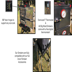 Fumoir vertical au charbon facile à utiliser avec thermostat, four à fumage au bois convivial pour les débutants en barbecue - Product Image 4