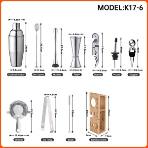 Sáng Tạo Nhà Máy Trực Tiếp Tùy Chỉnh 700Ml Thép Không Gỉ Kit Bartender Cocktail Shaker Thanh Thiết Lập Với Tre Gỗ Đứng - Product Image 2