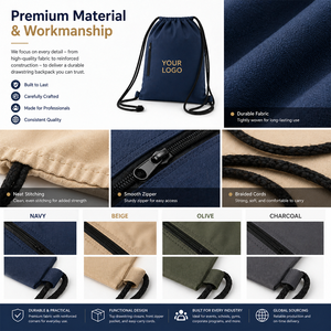 Sac à cordon en coton économique avec points de renforcement, pochette à logo personnalisé pour cadeaux d'entreprise haut de gamme - Product Image 5