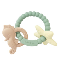 Nouveau design, anneau de dentition en silicone pour bébé, jouet mignon, sans BPA, forme d'étoile de mer, personnalisable par année