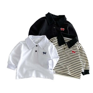 Nouveaux Polos à Manches Longues Rayés Style Coréen Automne 2026 pour Bébés Garçons – Hauts Polyvalents et Tendance à Motifs de Dessins Animés pour Tout-Petits - Product Image 5