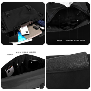 Sac bandoulière carré grande capacité en nylon pour homme, sac messager professionnel multi-poches avec fermeture éclair - Product Image 6
