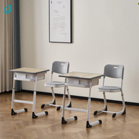 Bureau d'étudiant simple réglable avec chaise banc d'école de bureau à domicile bon marché en plastique et en métal