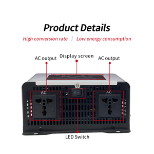 Convertisseur d'énergie <span class=keywords><strong>solaire</strong></span> à onde sinusoïdale pure monophasé haute efficacité 2300W, DC12V-72V vers AC 10A/20A, pour voiture, maison, système photovoltaïque - Product Image 6