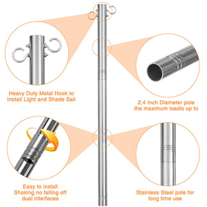 JH-Mech resistente alla ruggine 2.4 pollici di diametro esterno in metallo <span class=keywords><strong>per</strong></span> giardino Patio cortile leggero in acciaio inossidabile parasole palo <span class=keywords><strong>per</strong></span> vela - Product Image 3