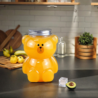 Botol minuman jus kartun hewan peliharaan bentuk beruang botol jus plastik dengan tutup penjualan pabrik