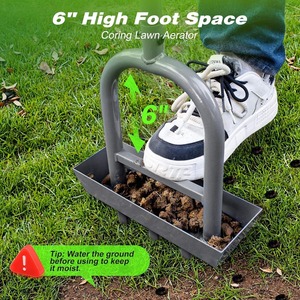 Manual <b>Lawn</b> <b>Aerator</b> Coring <b>Tool</b> with Soil Core Storage Tray 38.2 Inch 3 Tines Carbon Steel Garden <b>Lawn</b> Care <b>Tool</b> - Product Image 3
