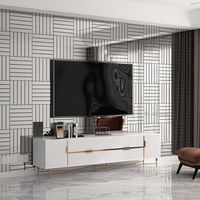 Papier peint à rayures en maille 3D, texture de réflexion miroir, panneaux muraux modernes de luxe, autocollants muraux à coller et à décoller