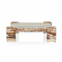 Newstar Ensemble de table basse carrée en onyx naturel Mobilier de salon moderne de luxe en pierre du centre Table basse en marbre onyx