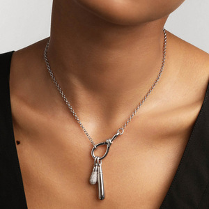 Retro eredità personalizzata goccia d'acqua piena di diamanti luce di lusso Versatile squisito semplice ciondolo bella collana - Product Image 5