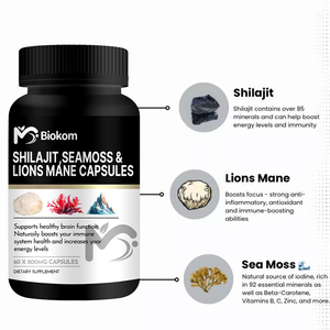 แคปซูลสารสกัดจาก shilajit ธรรมชาติผลิตจากหิมาลัย shilajit พร้อมสร้อยสิงโตและมอสจากทะเล - Product Image 3