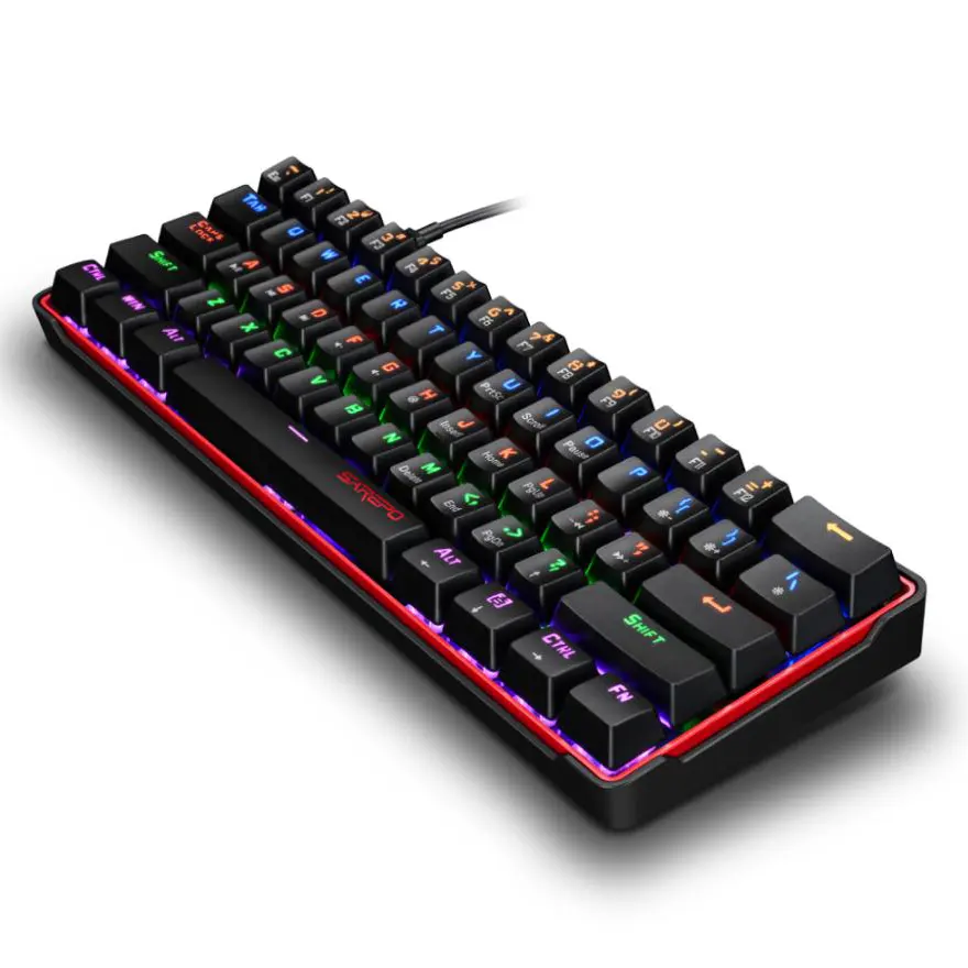 Keyboard Gaming Mekanis Ukuran Kecil, Papan Ketik Oem dengan Lampu Led Rgb untuk Atas Meja