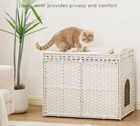 Fobyfurny - Enclos pour litière de chat en rotin tressé à la main et maison pour chat avec design dissimulé, 2 crochets en S pour salon et chambre à coucher
