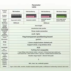 Siêu tốc độ Langtu T88 im lặng chuyển đổi ba chế độ RGB hot-swapable Gasket cấu trúc mà không có tác động không dây Bàn phím cơ khí - Product Image 6