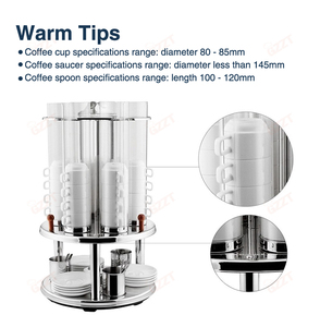 Organizzatore per Tazze da Caffè e Tè in Ceramica per Hotel e Ristoranti, 48 Set, Dispenser con Rotazione Manuale - Product Image 5