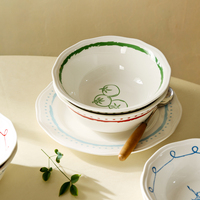 LovingHome Op Maat Gemaakte Fruit Chat Collectie Wegwerp Keramische Porseleinen Soepkommen Set voor Restaurant en Thuisgebruik, Vaatwasmachinebestendig