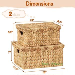 Panier de rangement en rotin écologique avec couvercle, design multifonctionnel pour la décoration intérieure, les chambres d'enfants et de bébés – Vente chaude au Vietnam - Product Image 2